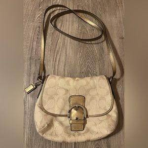 Vintage Gold Metallic Coach Crossbody Bag